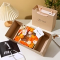 Orange soap flower gift set with 100ml green spirit home fragrance and beige gift bag - Aroma Flower Orange