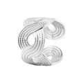 Minimalist silver open ring with adjustable band and intricate woven hollow pattern - Adjustable Open / Steel