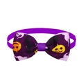 Halloween purple pet bowtie with pumpkin and ghost prints on an elastic band - Purple Pumpkin Ghost