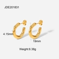 Macro view of 18K gold stainless steel lava earrings with 19mm diameter measurements - Gold/Hammered Irregular