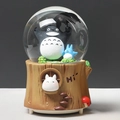 Cute Capybara crystal ball with tree stump base and warm glowing light desk decor - 2441 Brown Base / Medium 80# LED Light+Music