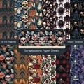 6-inch Gothic scrapbooking paper set with skull and rose patterns, 24 sheets - R2448 24 Images