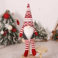 Nordic Christmas gnome plush doll with red white hat on rustic wooden shelf decoration - Red and White Diamond Hat