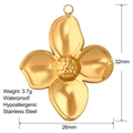 Golden stainless steel four-petal flower pendant with 32x26mm size measurements - Four-Petal Flower