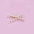 Crossed golden metal bobby pins with white pearl accents for hair styling set of two - Cross Pearl Style(C6307)