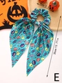 Detail of Halloween bow hair tie with pumpkin ghost print and 35cm ribbon length - Style E