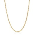 Detail of 304 stainless steel gold plated Cuban chain necklace with smooth metal texture - 4MM Curb Chain / Gold