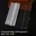Transparent 7x18cm food-grade plastic bags for packaging with side gusset design, 100 pack - 7x18cm
