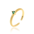 Minimalist gold open ring with green gemstone and textured band on white background - Gold/Green Zirconia