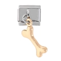 DIY stainless steel charm link bracelet with rose gold bone shaped pendant - 0259-mijinjin Bone