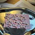 Set di 6 fermagli per capelli a forma di stella rosa con pois colorati per bimba - Fermaglio BB a Stella / Pezzo Singolo / Pois Rosa Chiaro