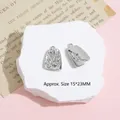 Silver rectangle plant embossed charm for DIY jewelry making, size 15x23mm - Wheat Ear Block / Silver