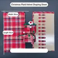 British style red and blue plaid velvet floral wrapping sheets 50x28cm 10pcs pack - Christmas Plaid Shaping Sheet - Red / 10 Sheets 50*28cm