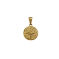 Round 18K gold plated stainless steel pendant featuring an embossed cross design - Round Starburst / Gold