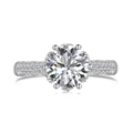 Anillo de plata 925 estilo francés con circonita redonda de 2 quilates y engaste de 6 garras - Talla 6 / Anillo de diamante brillante redondo de seis garras (DY120934) / Plateado