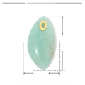 Detailed view of 25mm green natural stone leaf pendant with stainless steel dimensions - YE236-Light Green Leaf Shape Natural Stone