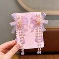 Pink handmade hair clips for girls with butterfly bows and elegant pearl tassels - Best Seller / 9# Purple Bow Cherry Blossom Style (9# Purple Bow Cherry Blossom Hair Clip 1 Pair)