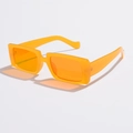 Detail shot of vintage bright orange square sunglasses with semi-transparent lenses - C12 Orange