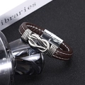Bracciale da uomo in pelle intrecciata marrone con chiusura magnetica argento su bottiglia - Marrone/Fibbia Argento