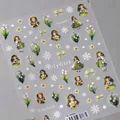 Selbstklebende Nagelsticker mit Maiglöckchen, kleinen Mädchen und Schneemustern - TS-3556 Maiglöckchen Trifft Schnee
