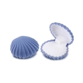 Blaue Samt-Schmuckschatulle in Muschelform mit Innenansicht und geschlossener Ansicht - Muschel Blau Violett