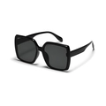 Oversized square black frame sunglasses with dark lenses for a retro fashion look - Bright Black / Gray