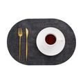 Dark grey oval leather placemat with linen texture finish, nordic style tableware setting - Oval / Oval Dark Gray