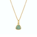 Gouden titanium stalen halsketting met een lichtgroene driehoekige geboortesteen - December (Blauwe Topaas)