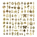 Assorted bronze alloy metal pendants in diverse shapes for DIY jewelry making sets - 100 Style Set (M316) / 100pcs Pack / Antique Gold