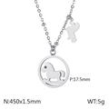 Collana in acciaio inossidabile argento con ciondolo a cavallo a dondolo e cristalli - Color Acciaio
