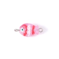 Hand-painted pink glass fish pendant with red stripes and metal rings for jewelry making - Pink (Double Hole 2#)