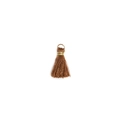 Brown mini thread tassel pendant with gold metal ring for DIY jewelry making - Coffee