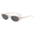 Vintage oval sunglasses with cream frame and dark grey lenses in a minimalist style - Jelly Pink Black Grey Lens