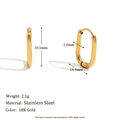 Orecchini a cerchio a U in acciaio inossidabile placcato oro 18K, altezza 20,5mm - 2.0*20mm-Oro