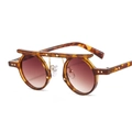 Punk round sunglasses in tortoise frame with gold stars and brown gradient lenses - Leopard Frame Gradient Tea Lens