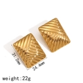 Detailed view of 31.2mm x 24.4mm textured 18k gold plated stainless steel square earrings - Gold Style (TE60036-G)