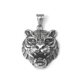 Colgante vintage de cabeza de tigre en acero inoxidable plateado con relieve estilo hip hop - Solo Colgante (Sin Cadena)