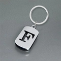 Polished stainless steel keychain with hollow alphabet letter F pendant - Polished Alphabet Letter F