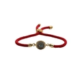 Bracelet ajustable en corde tressée rouge avec breloque œil bleu plaqué or - Style de corde rouge / Or/Rouge