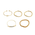 5pcs set of gold layered chain bracelets with knot and crystal details for women - Gold