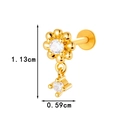 Gold starburst flower stud with hanging cubic zirconia and 1.13cm height dimension - Flower Dangle Style (0195-10#) / Gold
