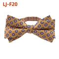 Pre-tied golden silk bowtie with blue floral patterns and colorful polka dots - Gold Yellow Blue Red Floral