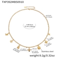 Detailliertes Diagramm der goldenen Edelstahl-Halskette mit Insekten-Anhängern und Maßen - 40+5cm / Goldene DIY Halskette
