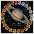 Natural stone bead bracelet Saturn variant with mixed brown and gray beads - With Card / Saturn