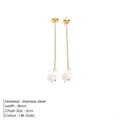 Orecchini pendenti con perle barocche d'acqua dolce e catene in acciaio inossidabile 14k - Oro