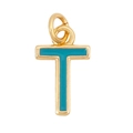 Golden letter T pendant with turquoise enamel inlay for necklaces and jewelry - Sky Blue - Letter T