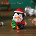 Cute resin Christmas penguin figurine with mini tree and red hat desk decoration - Penguin - Boxed