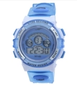 Blue and white digital sports watch for kids with waterproof features and light - Small / Transparent Blue