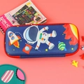 Navy blue 3D astronaut pencil case with hardshell EVA material and double zippers - Astronaut with Flag