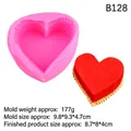Bright pink 3D heart silicone mold for DIY candles and cakes including size specifications - B128 / Pink